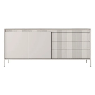 Madia Credenza 2 Ante 3 Cassetti Push To Open Con Ripiani E Vani Mobile Soggiorno Design Moderno Con Piedini In Metallo 187.1 x 81.4 x 39.5 Cm Cashmere