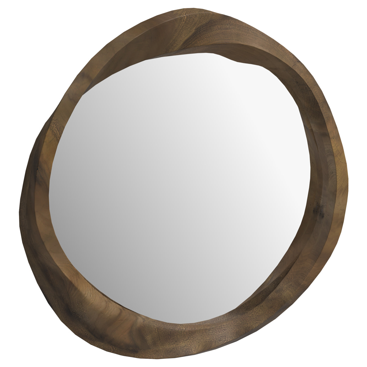 Miroir rond en bois de suar ondulé D53 cm - Yong