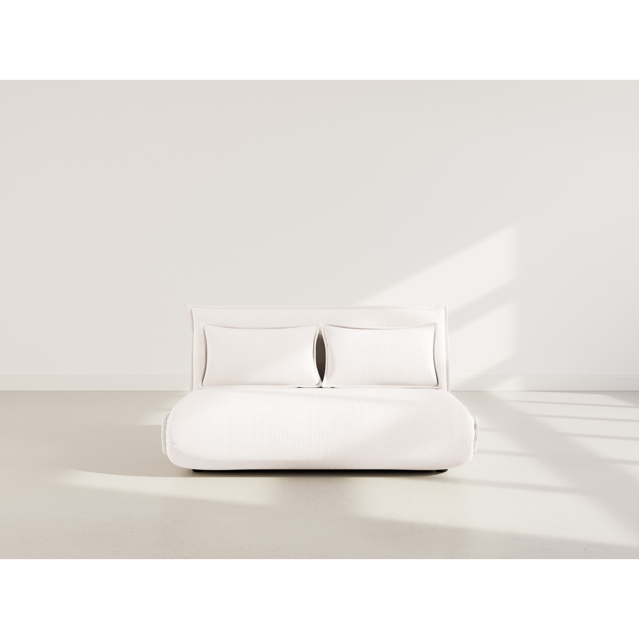 Candice - Banquette 2 places convertible clic-clac en velours côtelé - Beige