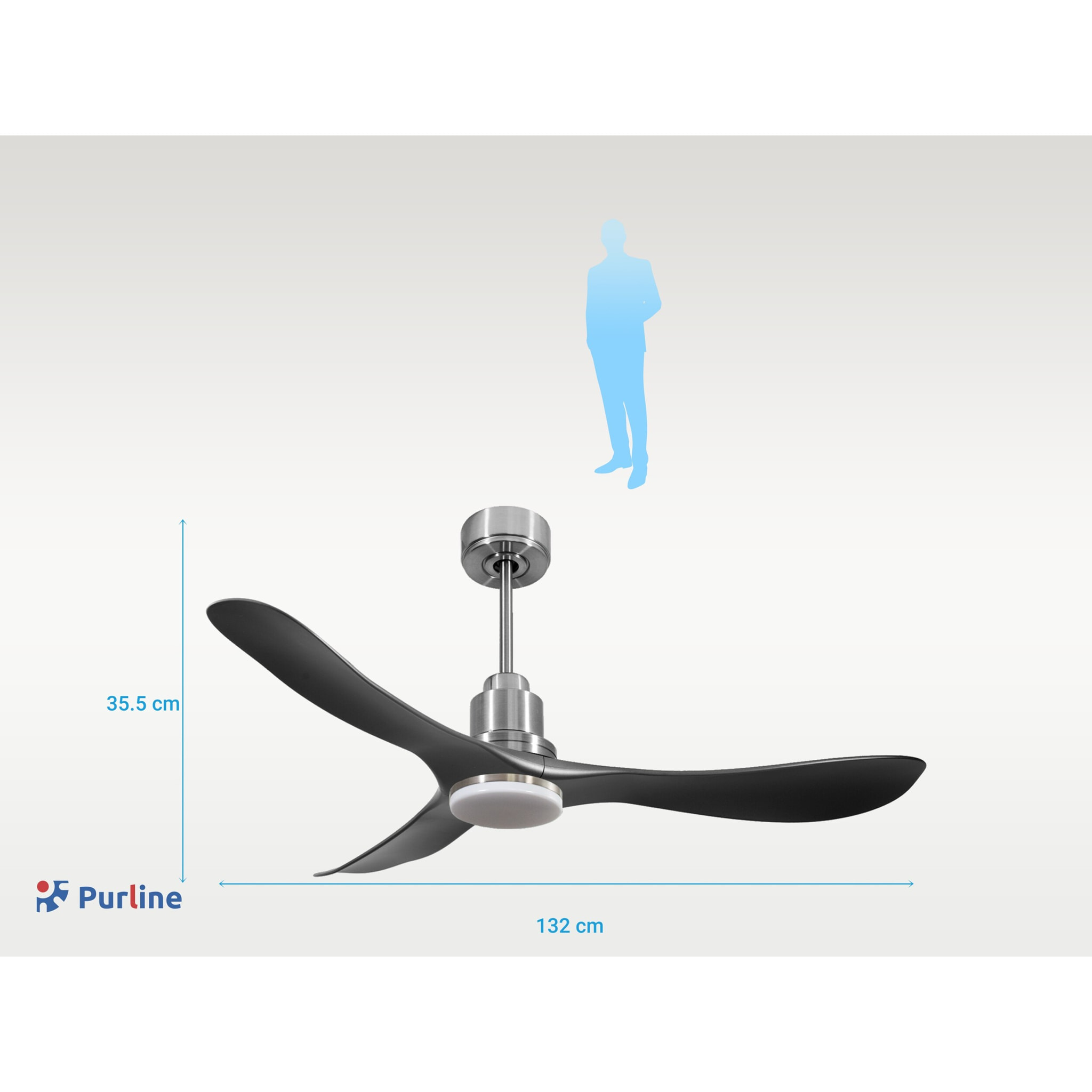 Ventilateur de plafond Réversible  Thermostat Dimmable Wifi Moteur à courant continu Toits en pente Télécommande Lumière à trois tons Hypersilence Mémoire