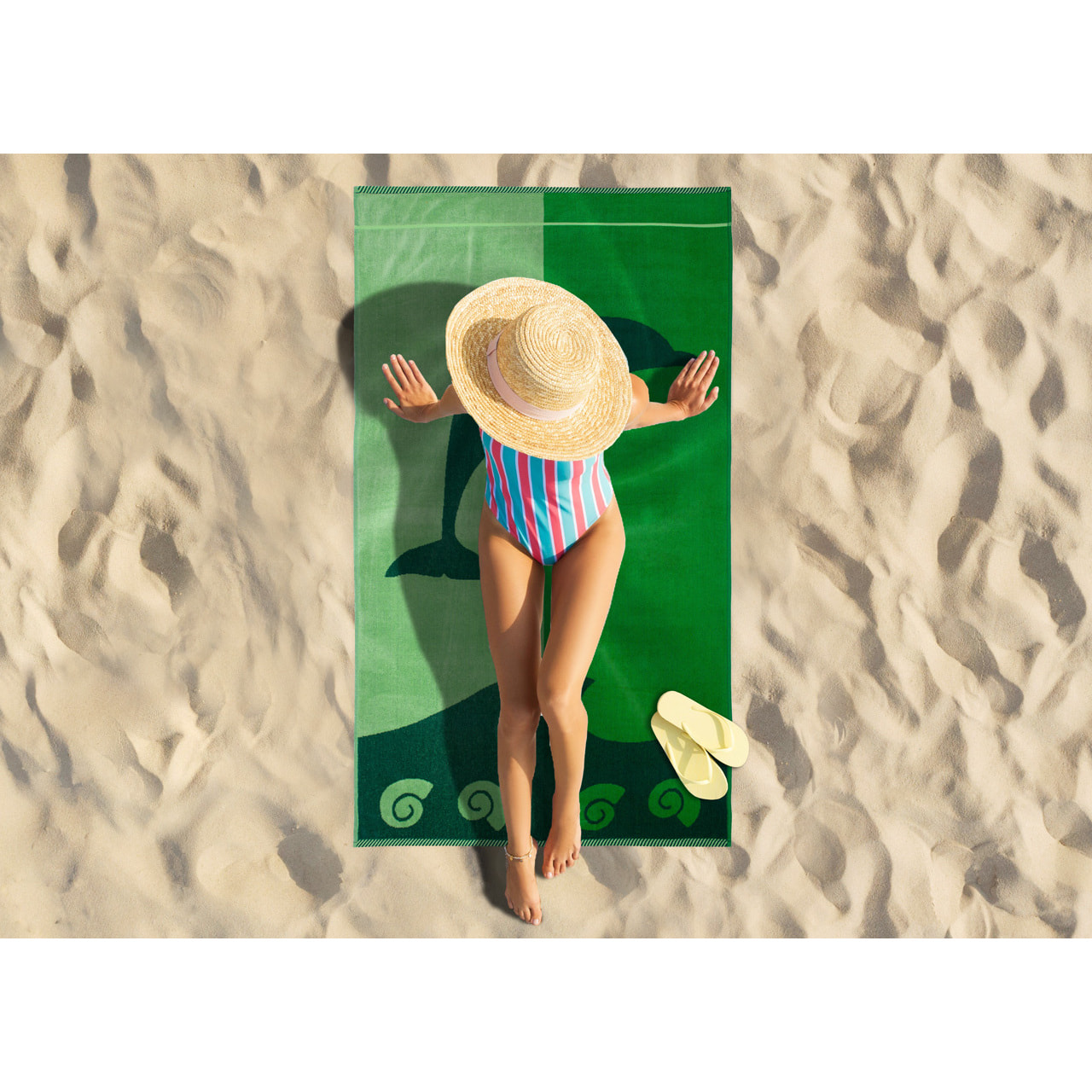 Telo Mare Spugna Jacquard Spiaggia Disegno Flipper