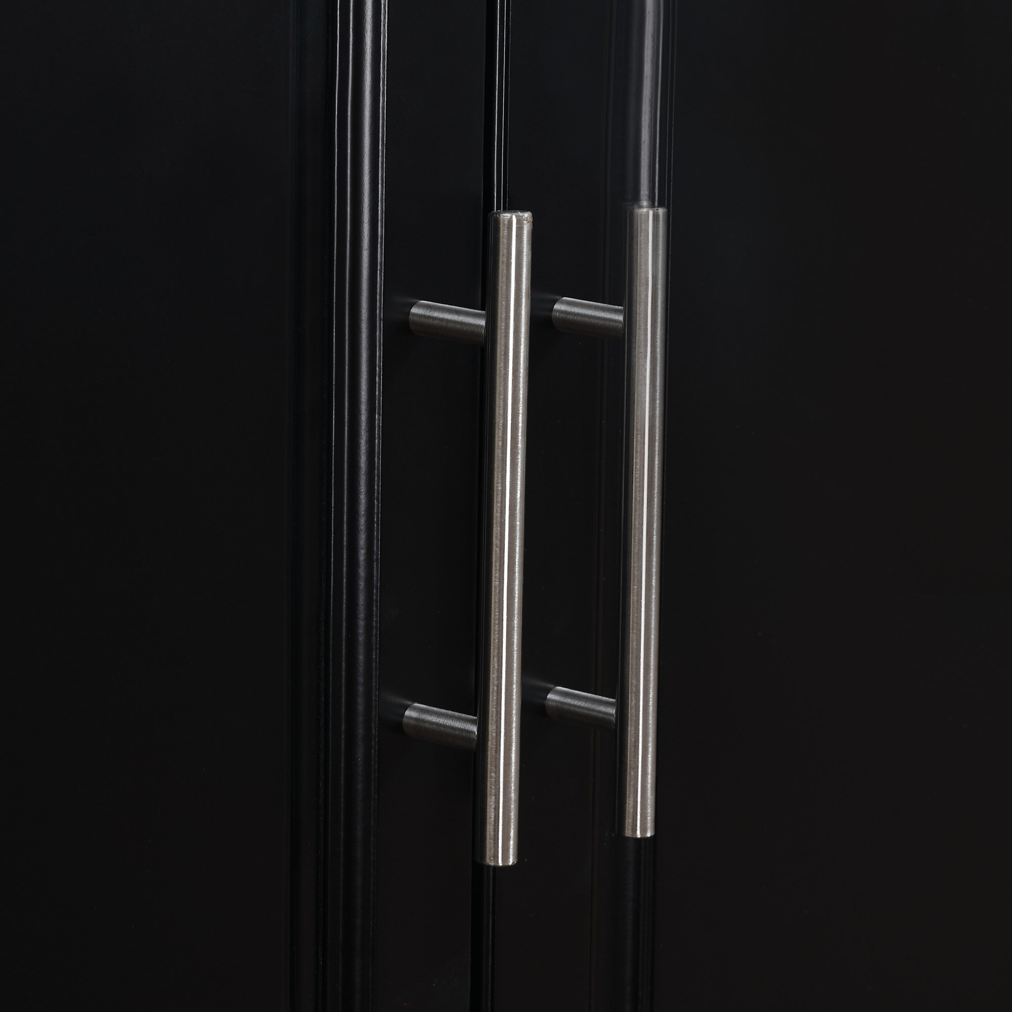 Isla de Cocina con Ruedas Carro de Cocina con Tablero de Acero Inoxidable 2 Cajones 4 Puertas 2 Estantes Ajustables Especiero y Toallero 145x45x93 cm Negro