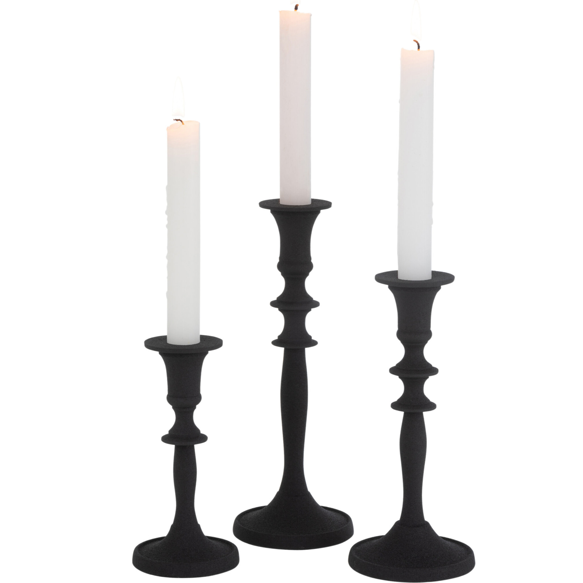 J-Line Set De 3 Bougeoir Classique Aluminium Noir