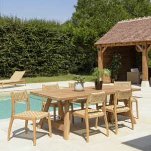 VALERIA - Ensemble de jardin en bois teck de recyclé rotin 6 pers.