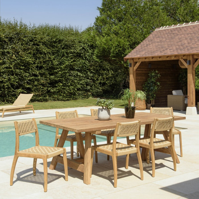 VALERIA - Ensemble de jardin en bois teck de recyclé rotin 6 pers.