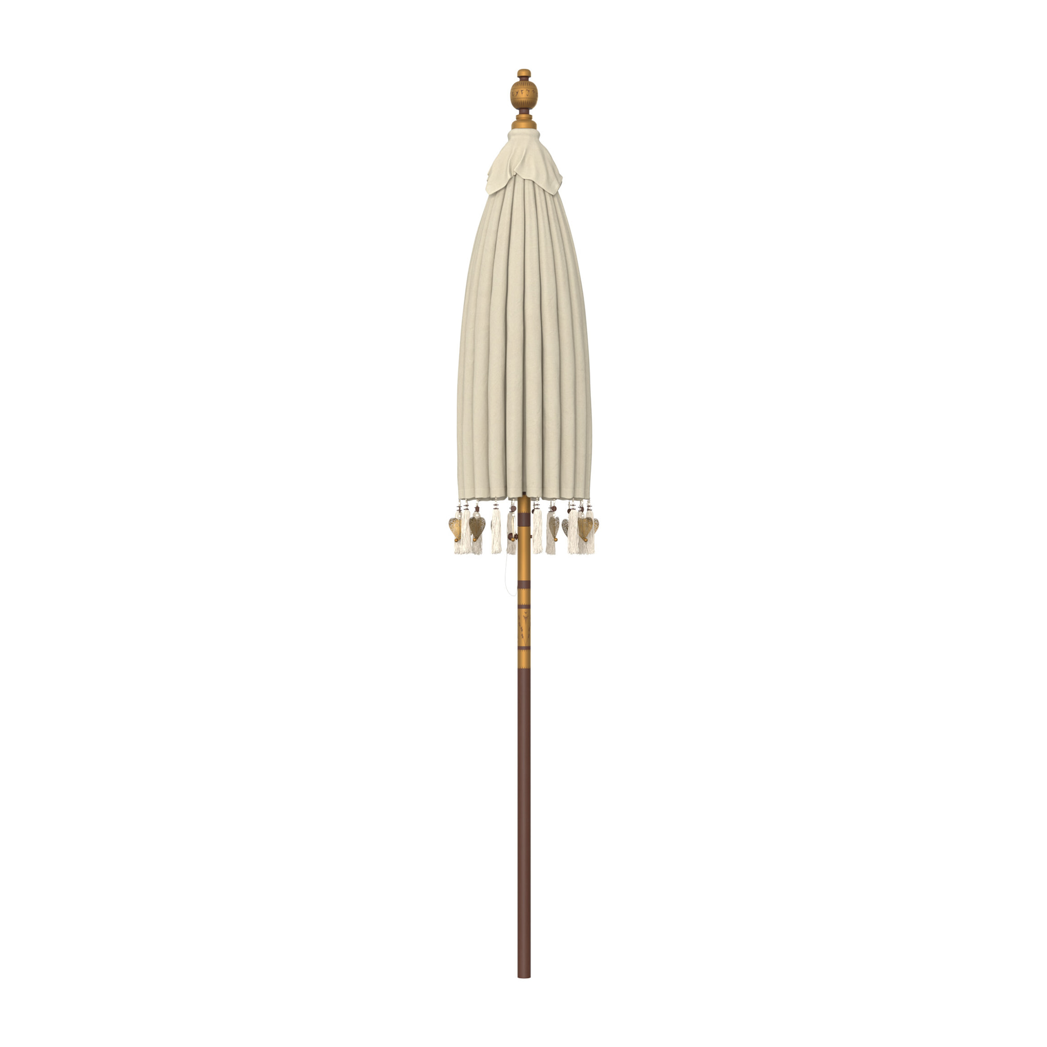 Parasol en bois de cocotier et tissu crème - Ali