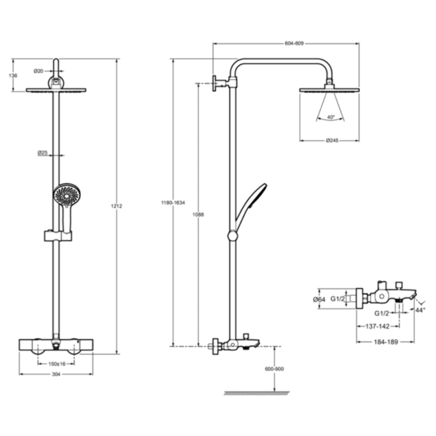 Colonne bain douche thermostatique July+ chromé
