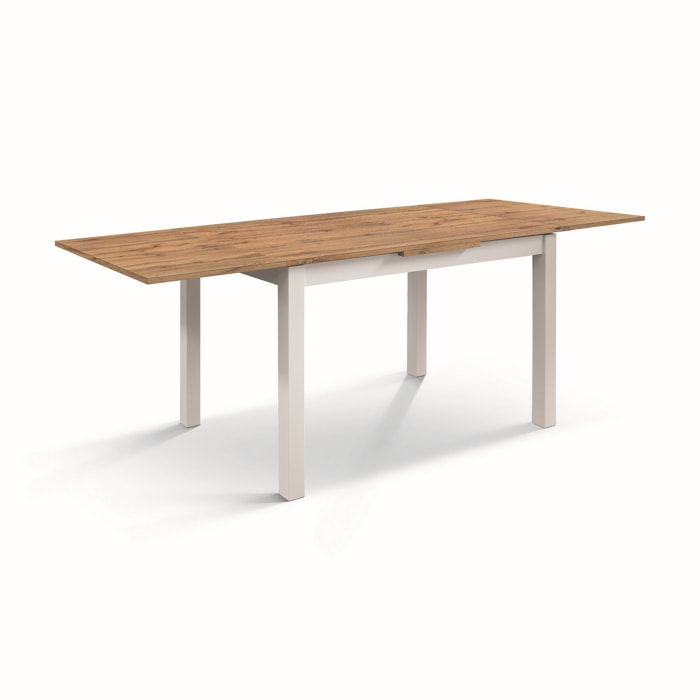 Tavolo POSITANO in legno effetto rovere e gambe bianche, allungabile 110x70 cm – 190x70 cm
