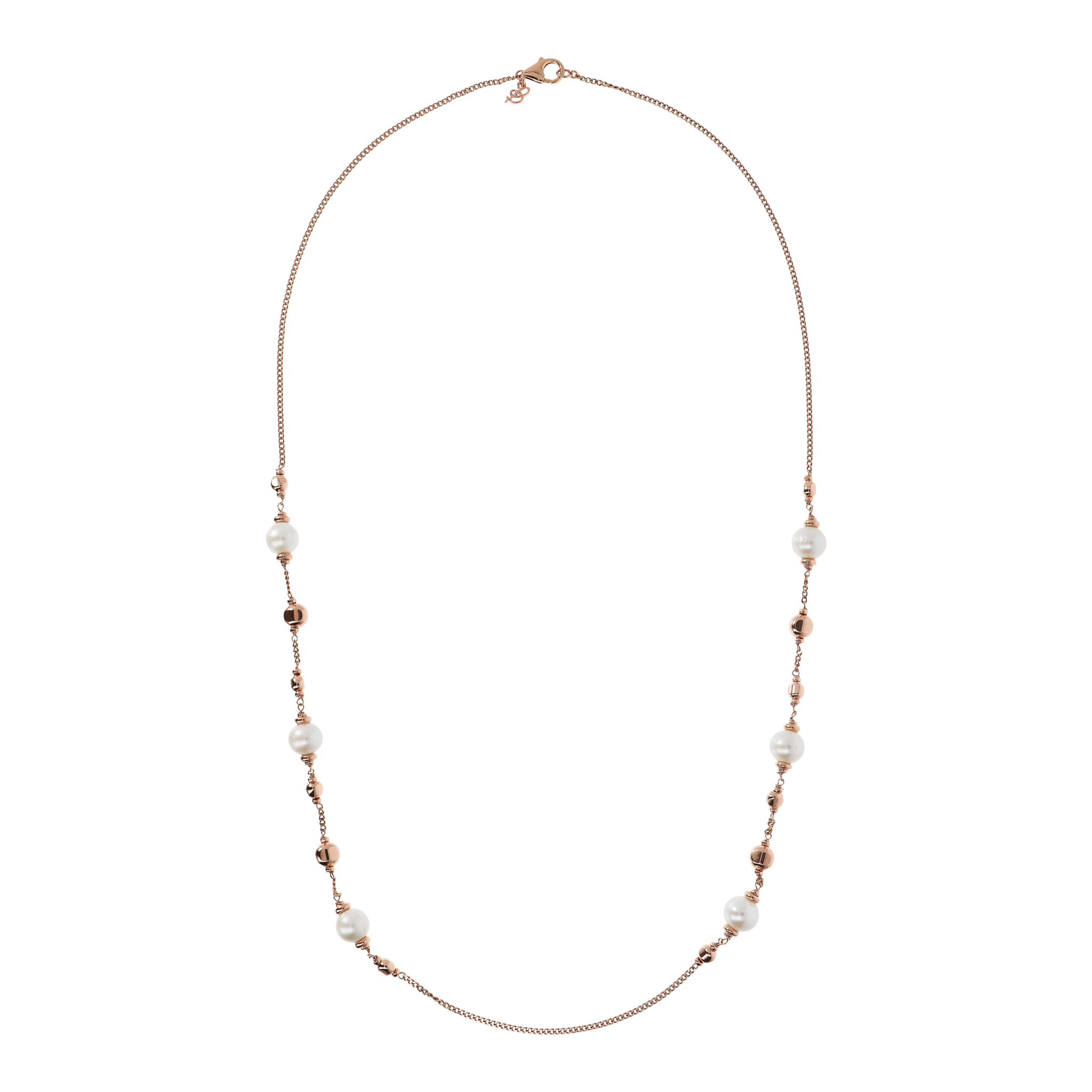 Collana Lunga con Bead Lucide e Perle Bianche d'Acqua Dolce Ø 11/12 mm