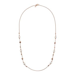 Collana Lunga con Bead Lucide e Perle Bianche d'Acqua Dolce Ø 11/12 mm