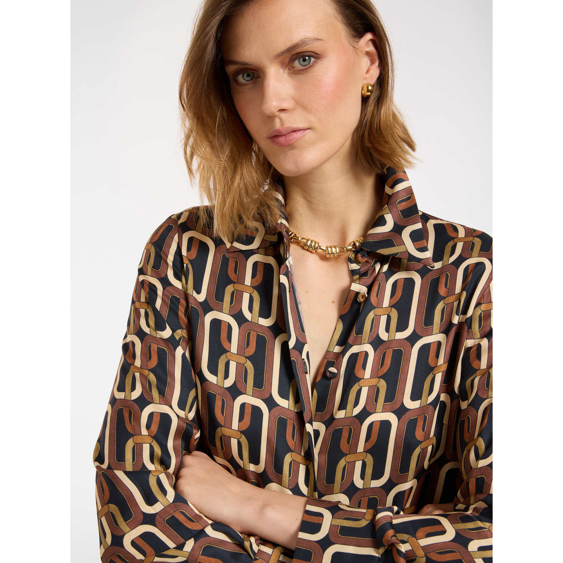 Elena Mirò - Camisa estampada - Marrón