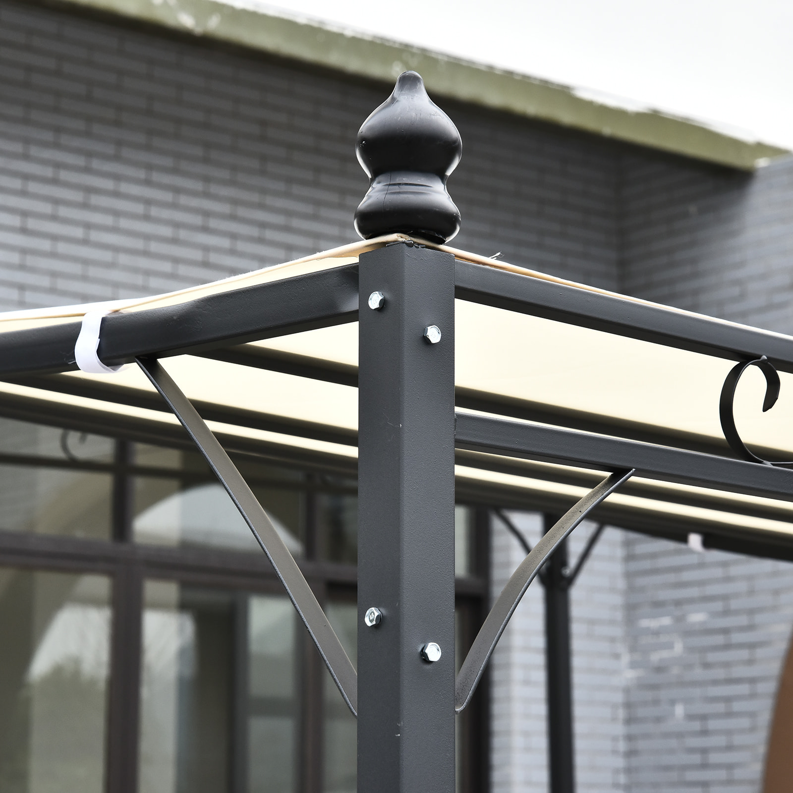 Pérgola Gazebo de Acero y Poliéster 3 x 3 x 2.5cm Crema