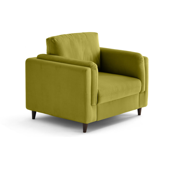 Brooke - fauteuil en velours pieds en bois - Vert Olive