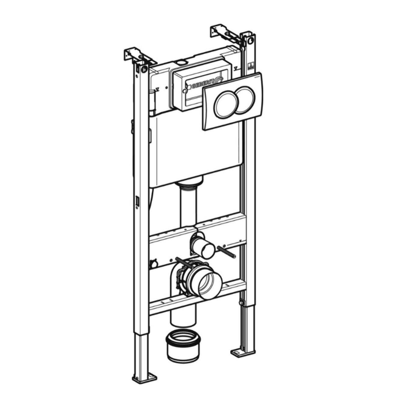 Geberit Delta Pack bâti-support Duofix 112cm + Plaque de commande Delta01, Blanche + Fixations murales (111.154.11.2)