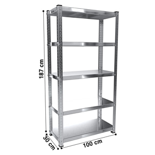 2 Scaffali In Metallo Scaffale Con 5 Ripiani Regolabili Ideale Per Garage Officina Cantina Capannone Magazzino Design Modulare 187 x 100 x 30 cm