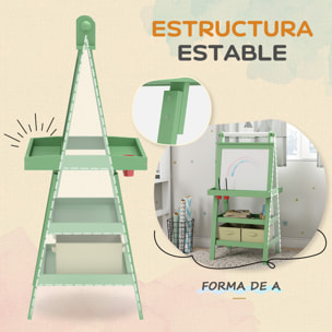 Pizarra Infantil Caballete 3 en 1 Pizarra Infantil de Doble Cara Magnética Caballete de Pintura para Niños con Rollo de Papel y Cestas de Almacenamiento 59x48x118 cm Rosa Palo