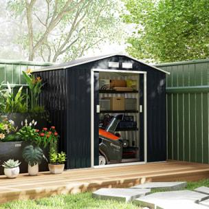 Abri de jardin - remise pour outils - cabanon porte verrouillable - dim. 213L x 130l x 185H cm - tôle d'acier gris