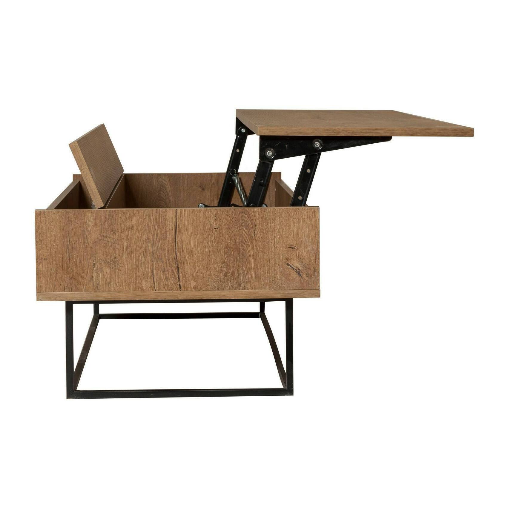 Tavolino da salotto Barghe, Tavolo basso da caffè, Portariviste per divano, Ripiano da soggiorno, 120x60h43 cm, Noce e Nero