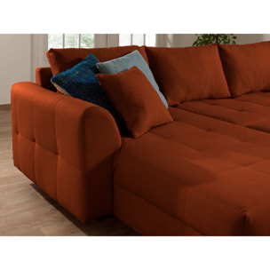 Rune - canapé panoramique - avec pouf d'appoint - 7 places - style scandinave - droit - Rouille