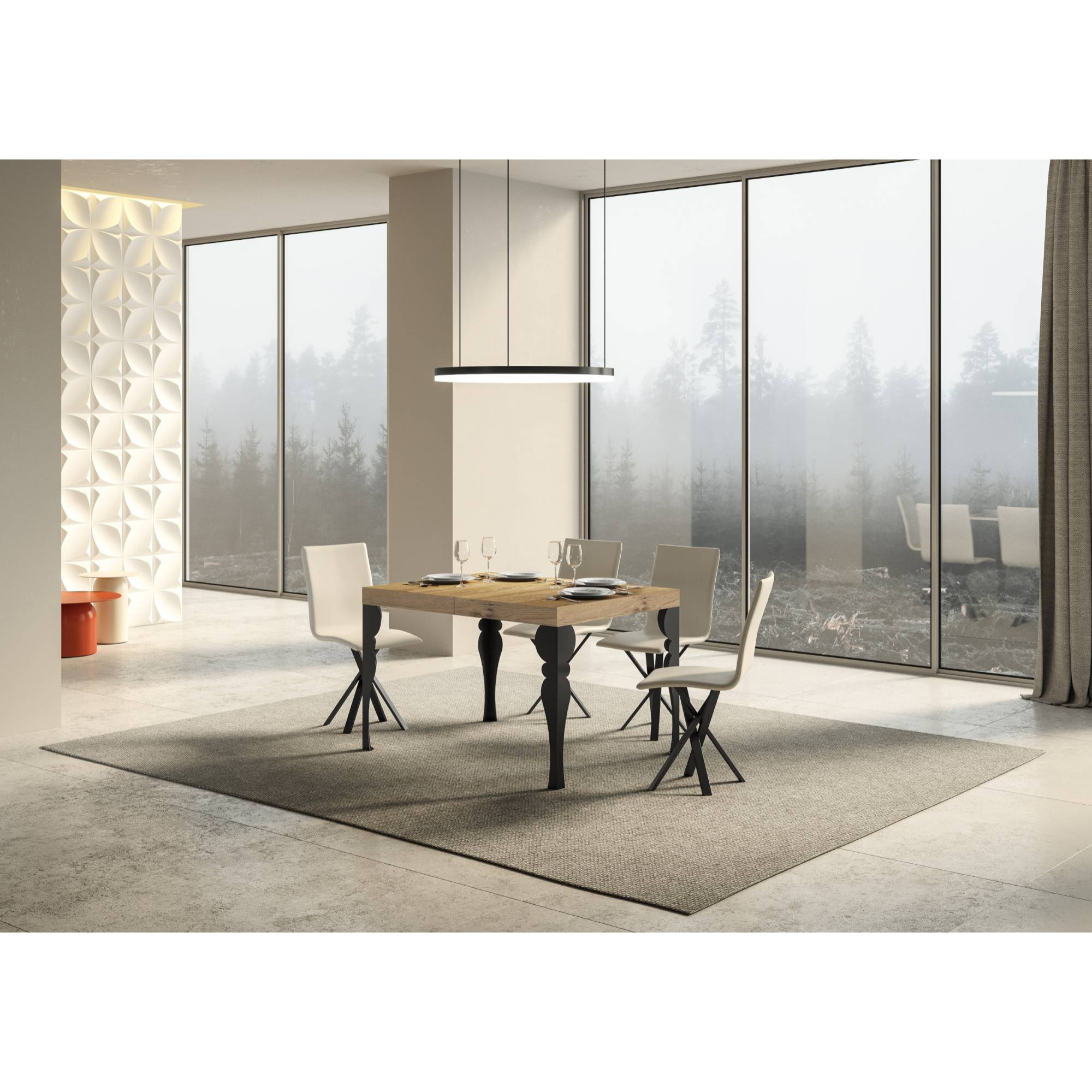 Tavolo allungabile 80x140/224 cm Paxon quercia natura telaio Antracite