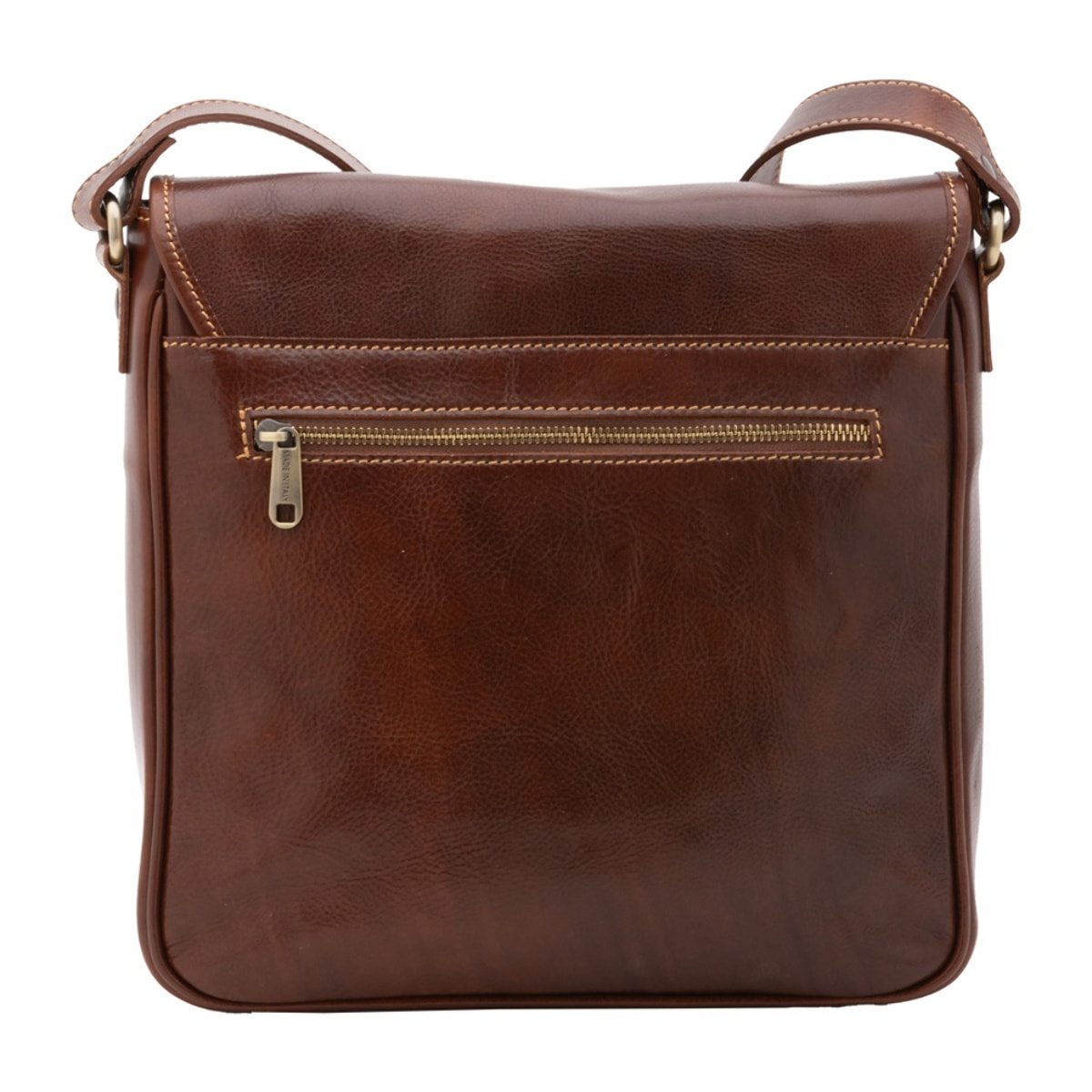 Borsa a tracolla da uomo in vera pelle - Modello False - Made in Italy - 29.0 x 28.0 x 9.0 cm