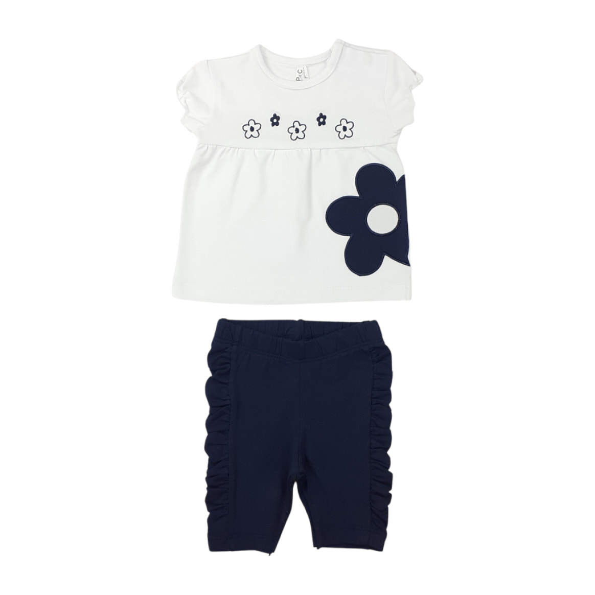 SET TSHIRT JERSEY BIANCO E LEGGINGS NAVY BLU