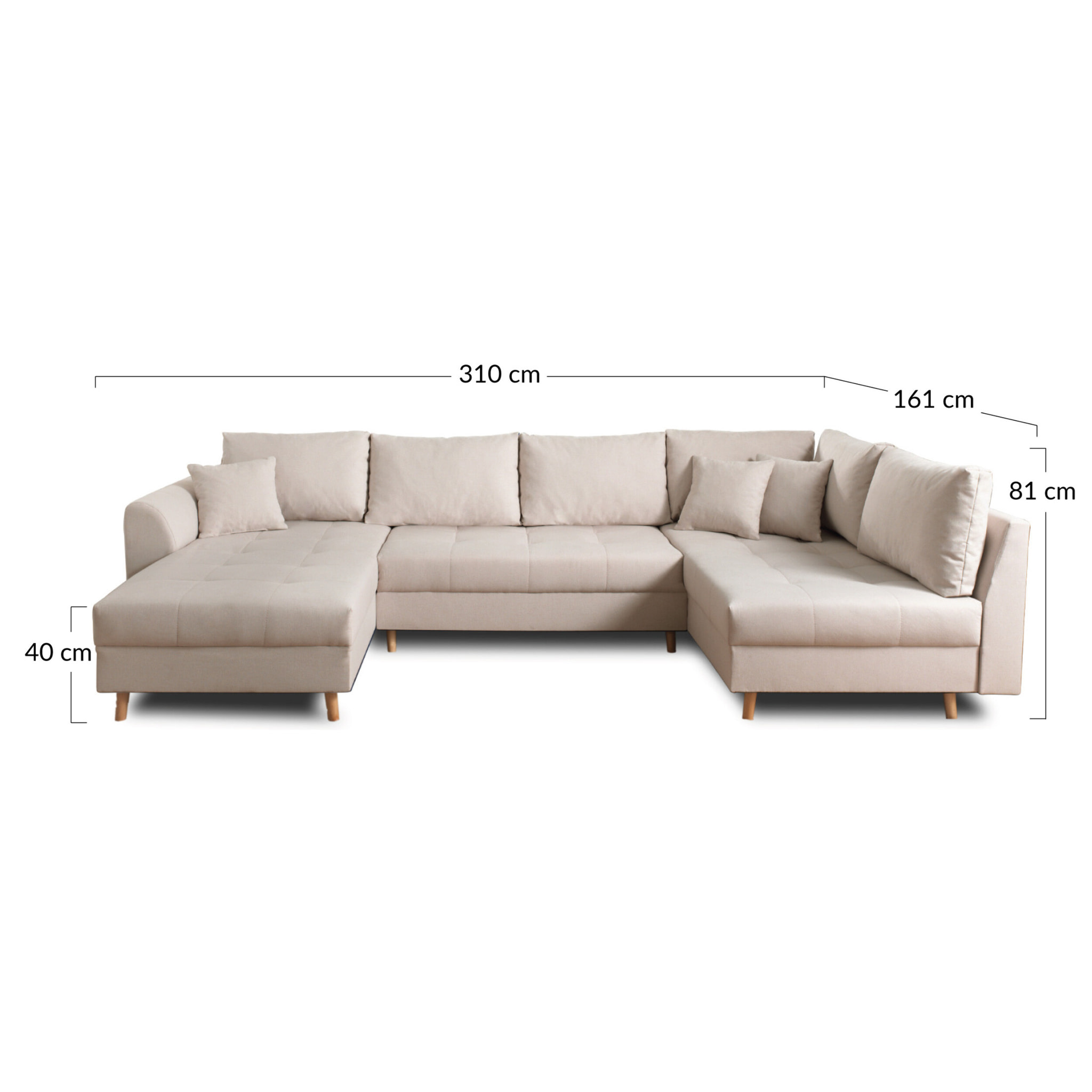 Rune - canapé panoramique - avec pouf d'appoint - 7 places - style scandinave - droit - Vert