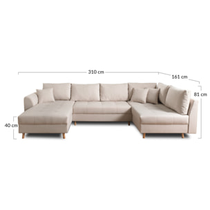 Rune - canapé panoramique - avec pouf d'appoint - 7 places - style scandinave - droit - Vert
