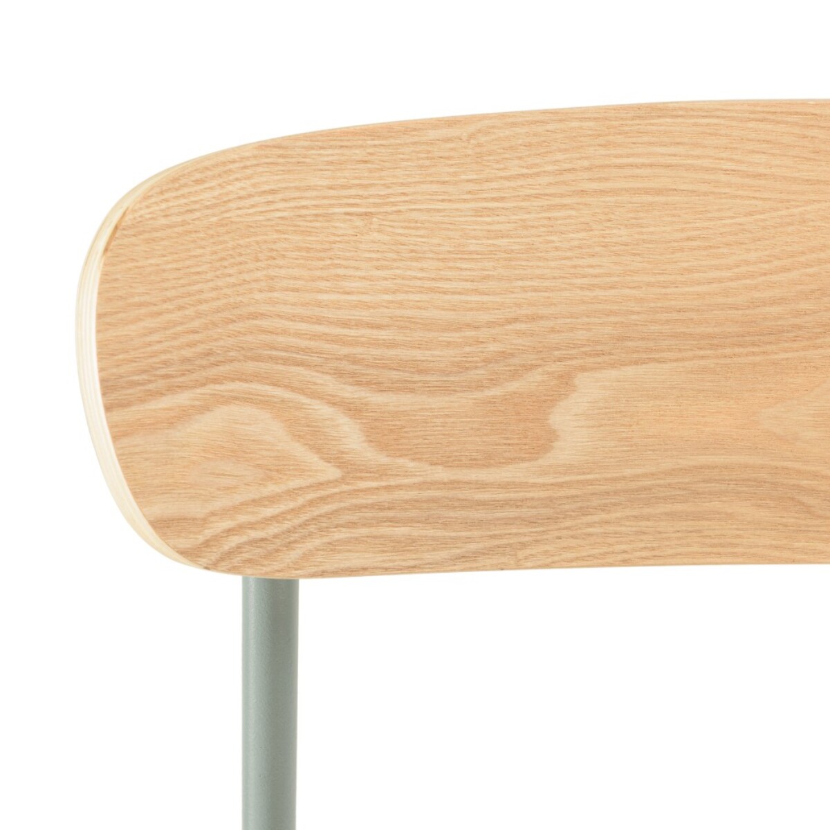 TOM - Lot de 2 chaises « écolier » bois de frêne pieds acier vert d'eau