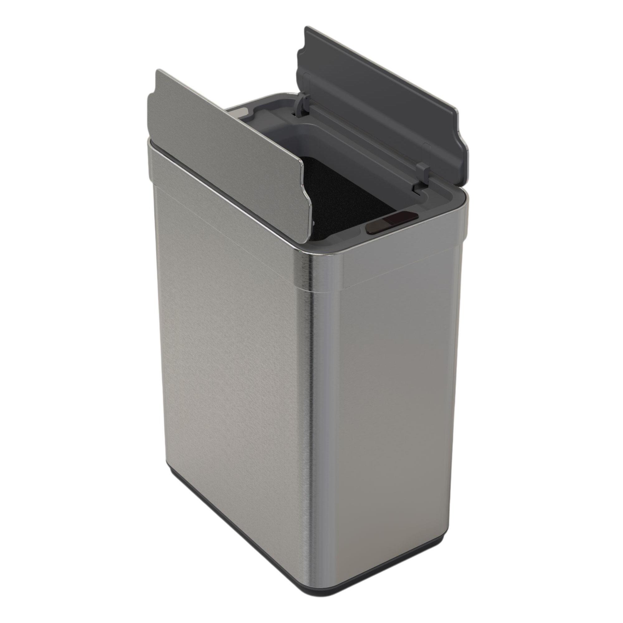 Cubo de Basura color metálico en acero inoxidable con apertura de alas y sensor automático