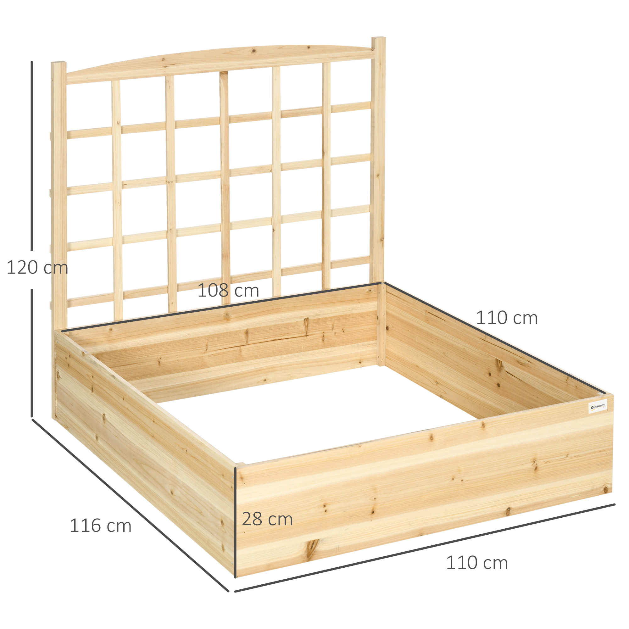 Jardinière avec treillis - dim. 110L x 116l x 120H cm - bois sapin pré-huilé