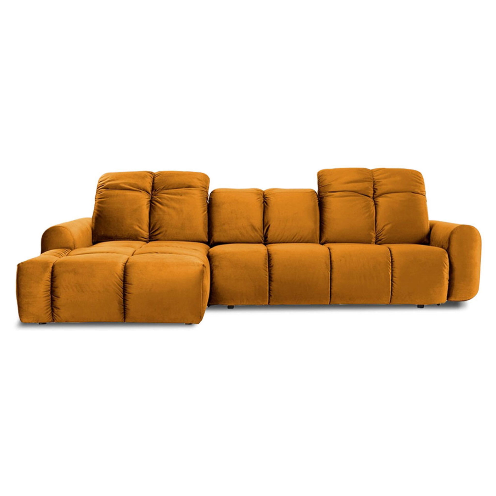 Canapé d'Angle Gauche Velours Anacapri, 3 Places, Repose-têtes Ajustables, Style Contemporain
