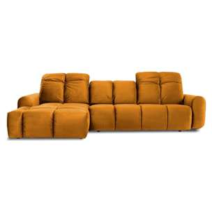 Canapé d'Angle Gauche Velours Anacapri, 3 Places, Repose-têtes Ajustables, Style Contemporain