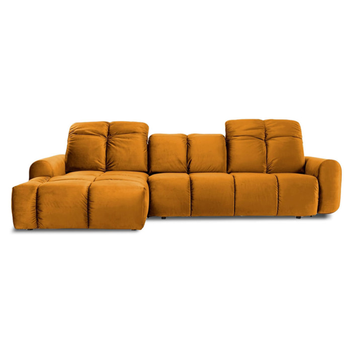 Canapé d'Angle Gauche Velours Anacapri, 3 Places, Repose-têtes Ajustables, Style Contemporain