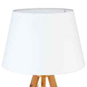 Lampe trépied "Bahi" - bambou et blanc H56 cm