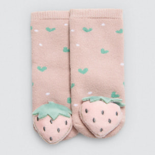 Calzini termici sensoriali per neonato con sonaglio rosa