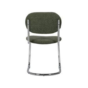 Lot de 2 chaises cantilever arrondie métal. bouclette texturée kaki et pieds chromés - L 47 x P 54.5 x H 81cm - Maloa