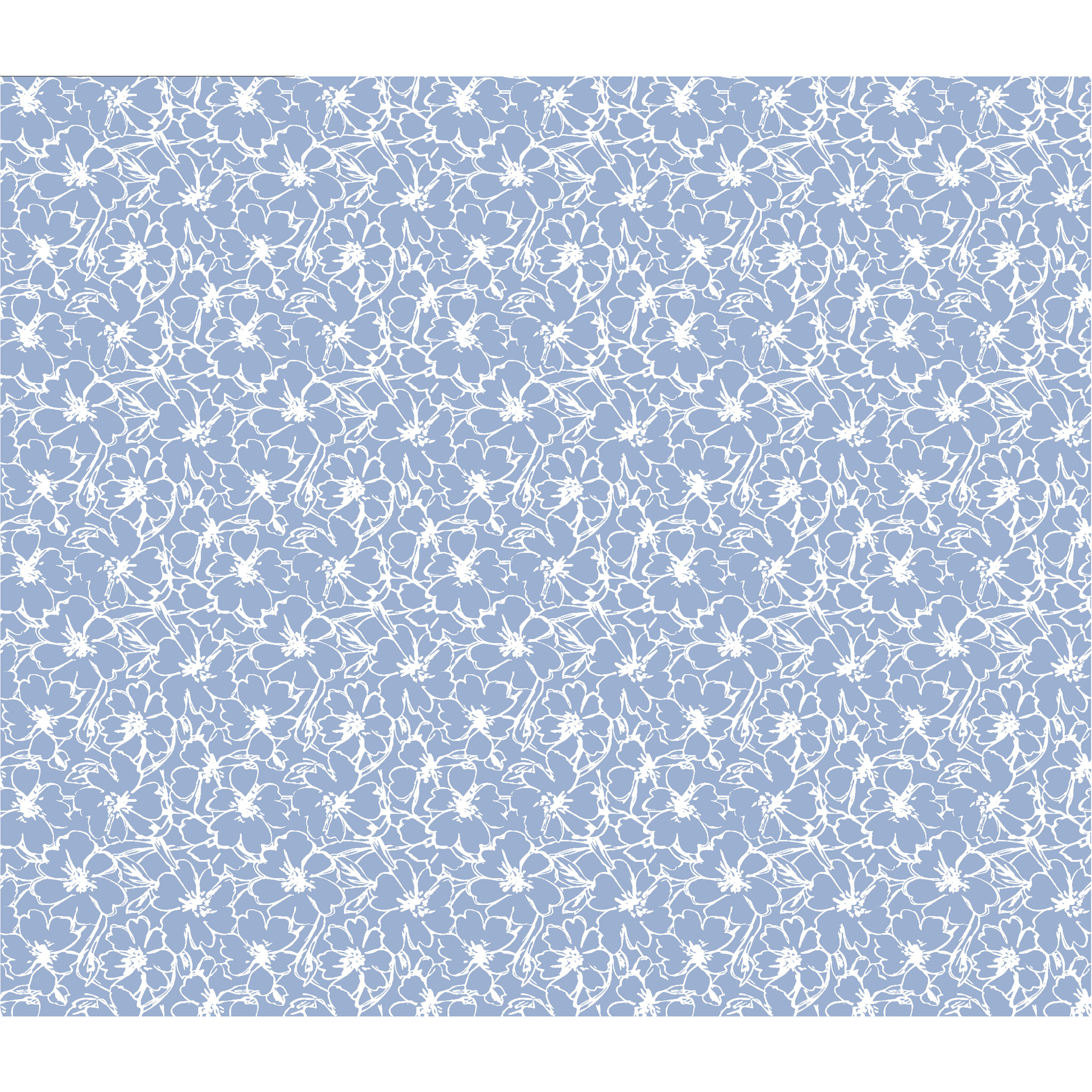 White & White Completo letto matrimoniale Flowers 100% cotone Azzurro