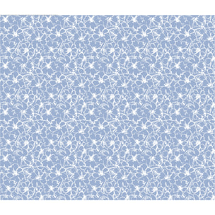 White & White Completo letto matrimoniale Flowers 100% cotone Azzurro