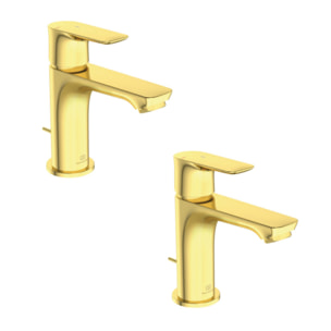 Lot de deux mitigeurs lavabo Connect Air avec tirette et vidage Or