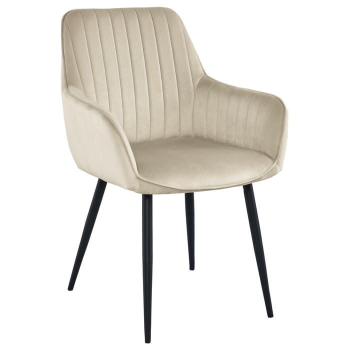 Set di 2 sedie Solden in velluto beige e gambe nere