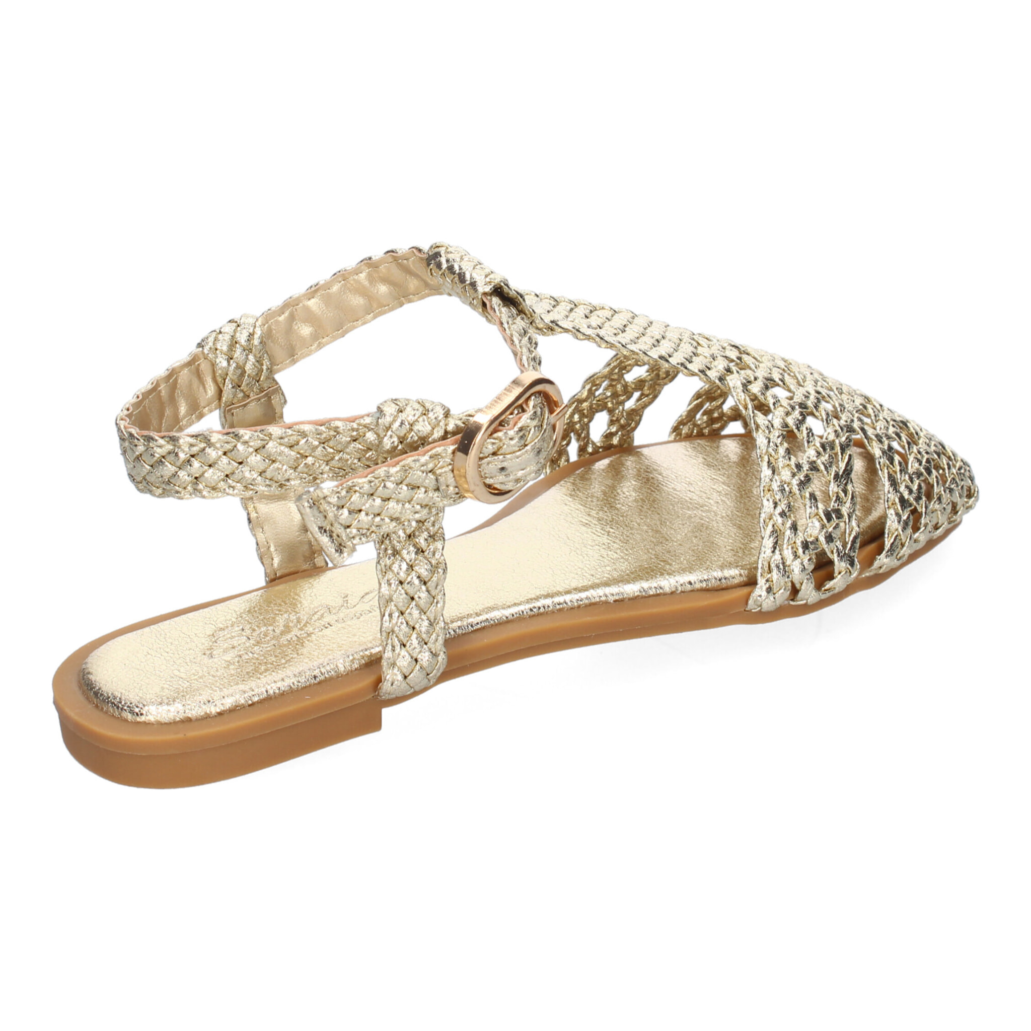 Sandalia Plana de Mujer, Comodas y Elegantes, Diseño Trenzado con Cierre de Hebilla