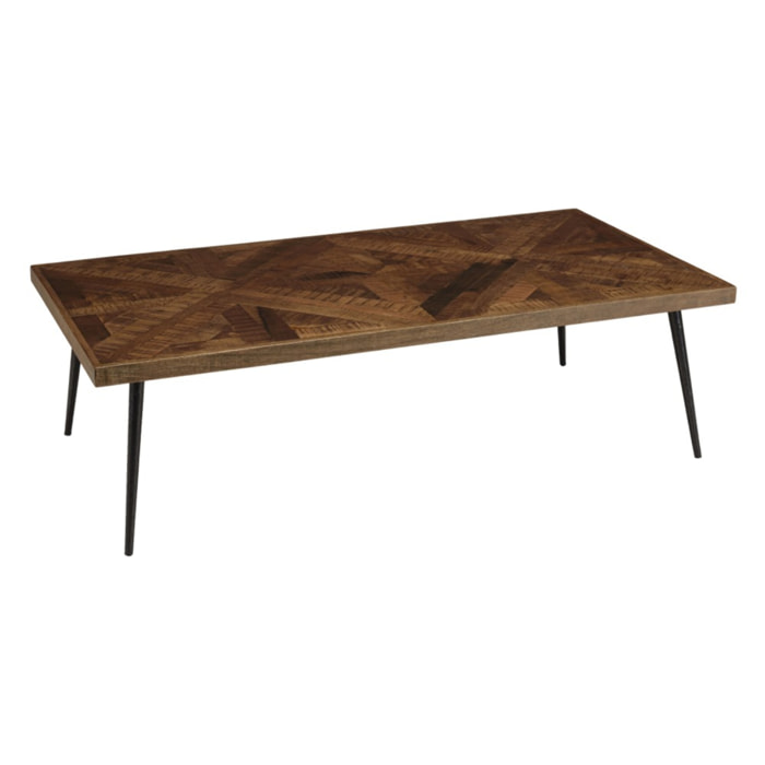 KIARA - Table basse rect. 135x70cm bois recyclé pieds métal