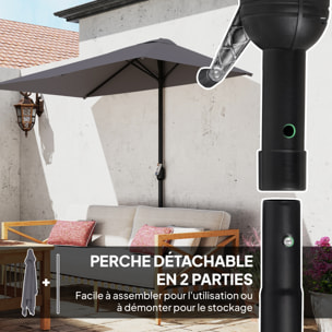 Demi-parasol Ø 230 cm Parasol de balcon terrasse avec manivelle Protection solaire UV Polyester pour contre au mur, porche, balcon crème