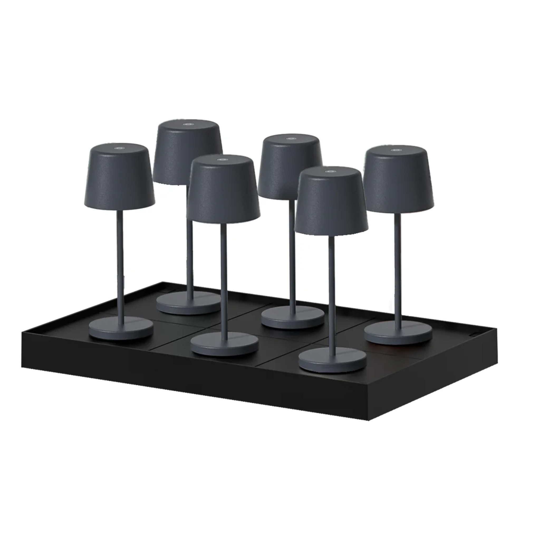 6 Lampes de table MINI KELLY Gris H22cm + base de chargement