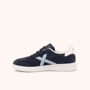 Zapatilla Clásica Infantil en Serraje Azul Marino y Celeste - MUNICH MINI BARRU 20