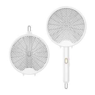 Racchetta elettrica W1 a doppio uso, uccide zanzare, mosche e falene. Batteria al litio. Luce ultravioletta 360°.