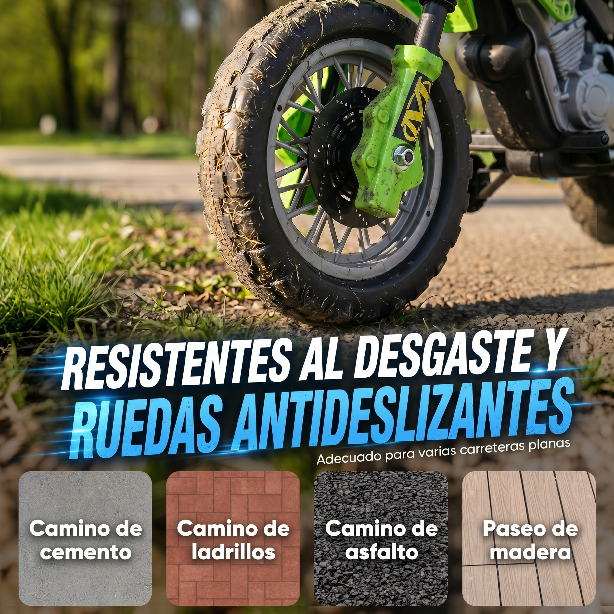 HOMCOM Moto Eléctrica para Niños, Moto Eléctrica Infantil con Ruedas de Apoyo Desmontables, Faros, Música, Regalo para Niños 3-6 Años, Verde