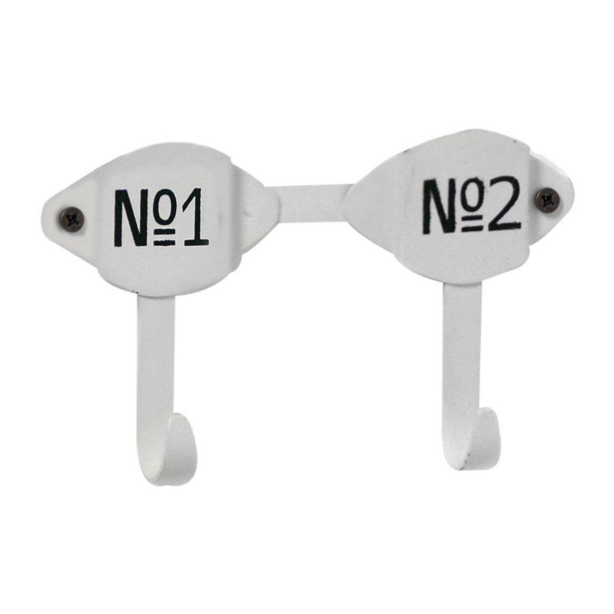 Appendino in metallo da 2 posti bianco, chiavi cm16,5x10x3