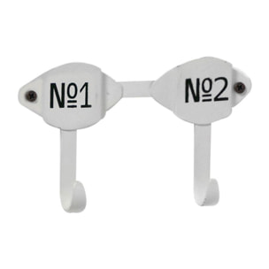 Appendino in metallo da 2 posti bianco, chiavi cm16,5x10x3